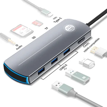 HUB USB C compatibil HDMI PD USB 3.0 Adaptor OTG USB-C to USB 3.0 Docking pentru MacBook Pro Accesorii USB-C Tip C 3.1 Splitter