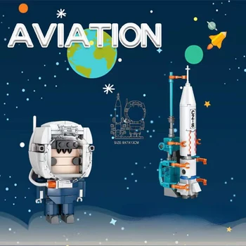 Industria aerospațială astronaut model de păpușă de popularizare a științei pentru copii desene animate păpuși hand-made jucărie mici particule de asamblare bloc