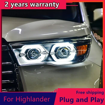 KOWELL Styling Auto pentru Toyota Highlander Faruri 2015 2016 2017 Nou Kluger Faruri LED drl Lentilă Fascicul Dublu H7 HID Xenon