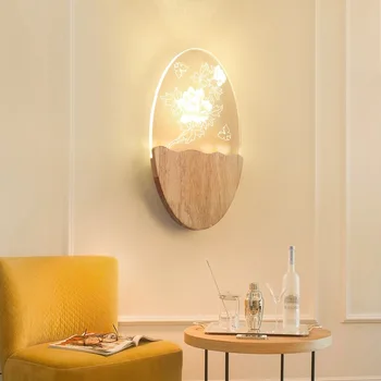 Lemn Masiv Led Lampă De Perete Modernă Simplu Dormitor Noptieră Indoorlighting Lampa Living Creative Rustic De Perete De Lumină