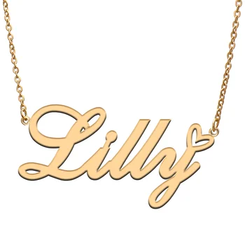 Lilly Numele Tag Colier Personalizat Pandantiv Bijuterii Cadouri pentru Fiica Mama Prietena Ziua de naștere Petrecere de Craciun Cadou
