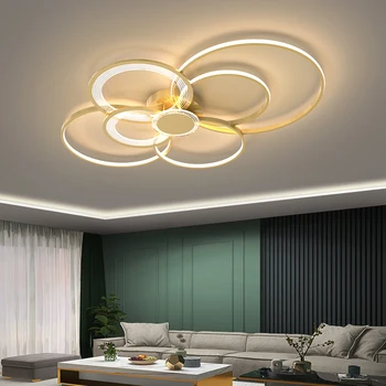 Lámpara de arana LED moderna para mesa de comedor, lámparas de interior regulables para salon y vestíbulo, culoare negru/dorado