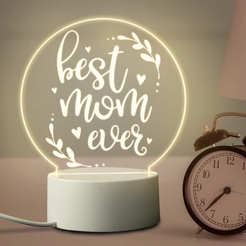 Mai bună Mamă Cadouri Acrilic Gravat Lumina de Noapte Decorare Dormitor Cald LED Lampă de Noapte Ziua de nastere Cadou de Ziua Mamei pentru Mama