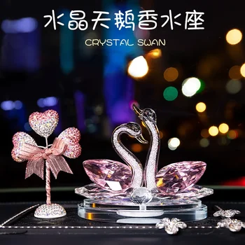 Masina Decoratiuni Interioare Creative Romantice împânzit cu Diamante Balon de Cristal Swan Mașină de Decor Interior Decor Parfum Scaun