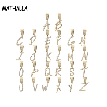 MATHALLA O-Z 26-Scrisoare de Gheață Cristal Zircon Inițialele Pandantiv Hip-Hop Bărbați și Femei Coliere Moda Bijuterii Cadouri