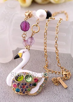 Moda Nouă Și Elegantă De Bijuterii De Cristal Colorate Colier Swan