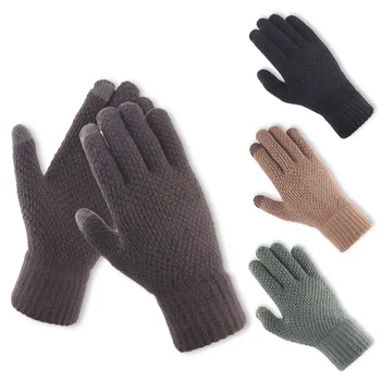 Mănuși tricotate de Iarnă Bărbați pe Plus Catifea Groasă așchie în Deget de Lână Cald Touch Ecran Mănuși de Iarnă Mănuși de Schi Maskcute Fete