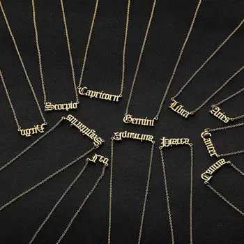 Noi 12 Zodiac Scrisoare Coliere Cu Cardul Constelație Semn Pandantiv Lanțuri Pentru Femei de Moda de ziua de Bijuterii Cadou
