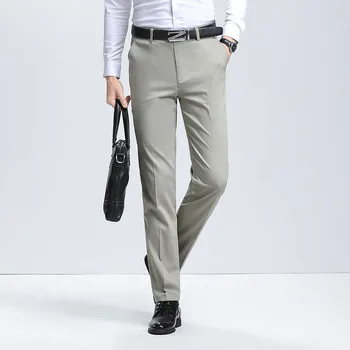 pantaloni pentru bărbați de afaceri Vară subțire de amestec de bumbac culoare solidă stil coreean frumos formale barbati casual pantaloni de fier-free pantaloni