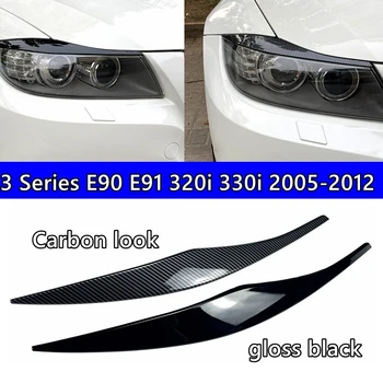 Pentru BMW Seria 3 E90 E91 320i 330i 2005-2012 Accesorii Auto din Fibra de Carbon Faruri Pleoapa Spranceana Acoperi Autocolante Decorative