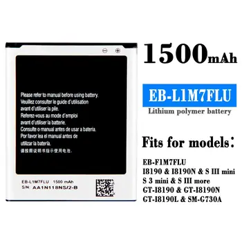 Pentru SAMSUNG Orginal EB-F1M7FLU 1500mAh Baterie Galaxy S3 Mini S III mai mult GT-I8190 i8160 I8190N GT-i8200 S7562 G313 SM-G730A NOI