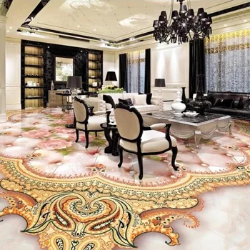 Personalizat Murală Tapet Living, Dormitor, Hotel de Podea 3D Rose relief de marmură Autocolant PVC Impermeabil Decor Acasă Tapet