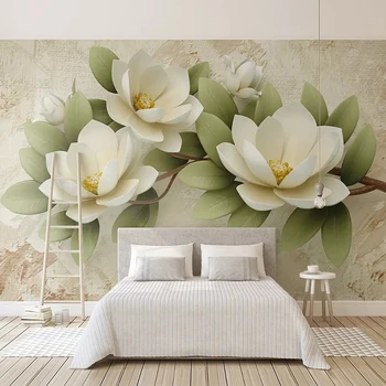 Personalizat Murală Tapet Pentru Dormitor Pereti 3D Stereoscopic Flori Foto Decalcomanii de Perete Camera de zi TV de Fundal de Hârtie rezistentă la apă