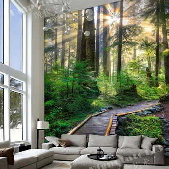 Personalizate imagini de Fundal 3D Pentru Camera de zi Dormitor Soare Pădure În Pădure, Copac Calea Tapet Pentru Pereți 3 D