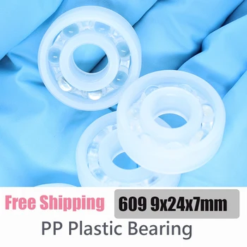 PP 609 Plastic Rulment 9*24*7 mm 2 buc Rezistente la Coroziune Nici rugina Non-Magnetic Bile de Sticlă de Plastic, Rulmenți cu Bile