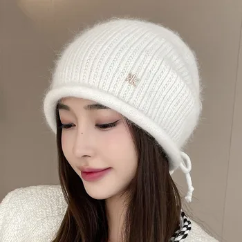 Primăvara Iarna Cald Tricotate Capace de Pălării pentru Femei de Înaltă Calitate Casual Căciuli cu Cordon Fete Turban Bonnet Capac de Culoare Solidă