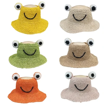 Pălărie de vară de Protecție solară Reglabil Paie Goale Pălărie cu Boruri Largi Vizorul Țesute Capac pentru Băieți și Fete in aer liber pe Plaja