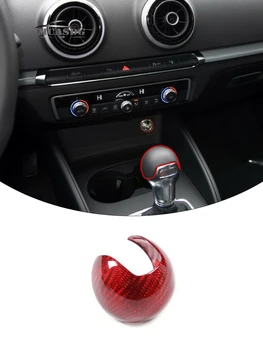 Real Roșu Fibra De Carbon Schimbătorului De Viteze Capacul Ornamental Se Potrivesc Pentru Audi A3 S3 2014-2020