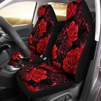 Red Rose Huse Auto Personalizate Florale Mașină Roșie, Accesorii de Interior,Pachet de 2 Universal Scaunul din Față Capacul de Protecție