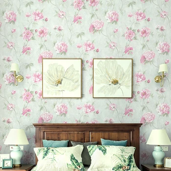 Retro American Țară Tapet Non-Țesute Dormitor Perete care Acoperă modern Vintage Floral Roz Grădină