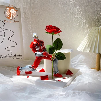Robot Red Propunere Papusa Ornamente De Nunta Romantic Rose Tort Fân Instrumente De Decor Pentru Petrecerea De Ziua De Decorare Cadouri