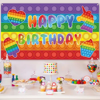 Se frământa Jucărie de Culoare Curcubeu Happy Birthday Party Banner Fundal Colorat Fundal Luminos Sărbători Consumabile Partid Cadou pentru Copii