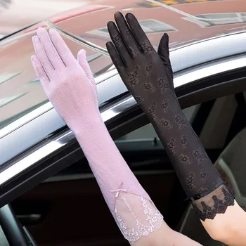 Secțiunea lung de protecție Solară Mănuși de Dantelă Subțire Respirabil Conducere Femei Vara Ecran Tactil anti-alunecare, Anti-UV de sex Feminin Rafinat Mănuși