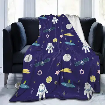 Spațiu, Astronaut Drăguț Meteor Moale Arunca Pătură 40x50 Inch Ușor de Flanel Cald Fleece Pătură pentru Pat Canapea Canapea de Călătorie