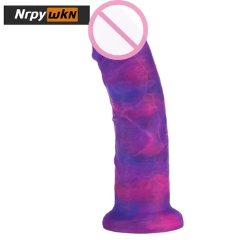 Sunset Glow Vibrator Realist, cu dimensiuni Mari Răsturnate Glandul pentru G-spot Stimulare, Silicon Vibrator Uriaș Adult jucarii Sexuale Penis Gros