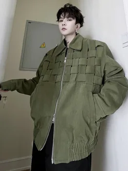 SYUHGFA Uzura Bărbați 2023 Toamna Casual Personalitate Țese Scurt Stil Strat Liber coreeană de Moda Streetwear cu Fermoar, Jachete