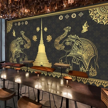 Thai tapet Asia de Sud-est stil de elefant decor Thailanda hotel restaurant 3d murală dimensiune particularizată camera de zi dormitor