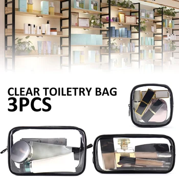 Transparent, articole de Toaletă TPU Machiaj Sac de Cosmetice Set cu Fermoar Impermeabil Husă Portabile Organizator pentru a Călători Baie, Duș