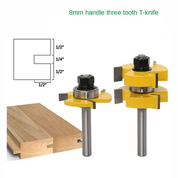 Trei dinte în formă de T cep cutter, puzzle-cutter, etaj tăiere, pentru prelucrarea lemnului cutter
