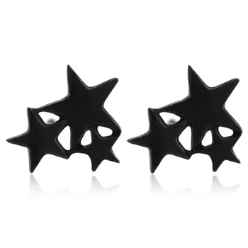 Triple Diferite Dimensiuni Stele Metalic Auriu Negru Placat Cu Argint Femei Drăguț Stud Cercei