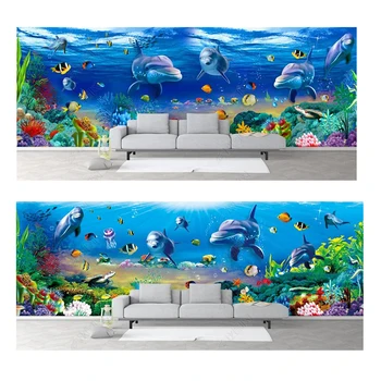 Underwater World Dolphin Theme Home Decor Personalizat Muralchildren Cameră Decor Tapet Decor Acvariu 3D Hârtie de Perete