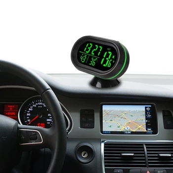 Verde Portocaliu de Fundal Auto-Adeziv de Interior Accesorii 3 IN 1 Termometru Ceas Voltmetru Auto Digital LCD Display Ceas
