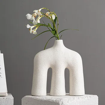VILEAD Ceramice Abstract Totem Vaza de Flori Figurine Nordic Creative de Flori Uscate Container Birou Acasă Decorare Arta de Dotari