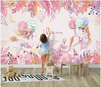 WDBH foto Personalizate 3d wallpaper Pink Unicorn Cameră pentru Copii tapet pentru pereți 3 d decor acasă de fundal interior pentru casa