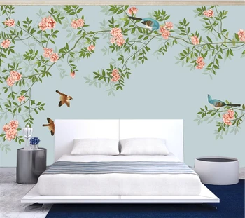 welyu Personalizate de mână-pictat flori și păsări tapet 3D stereo nou Chinezesc flori de camera de zi dormitor TV de perete de fundal фотообои