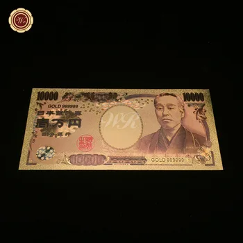 WR 999 Placat cu Aur, cu Bani de Hârtie Colorate Bancnote Japonia 10000 Yeni Bill Fukuzawa Yoshi Aur a Bancnotelor de Suveniruri Cadouri de Colectie