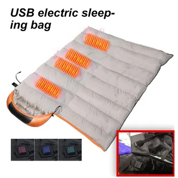 Încălzire electrică Sac de Dormit de Încărcare USB pentru Iarna Cort de Camping Adult Sac de Dormit în Jos Bumbac Windproof Termice Sac de Dormit